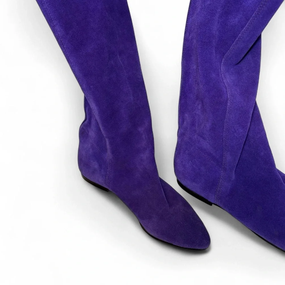 Endicot Johnson vintage vibrant purple suede pull-on knee-high boots - Picture 4 of 15